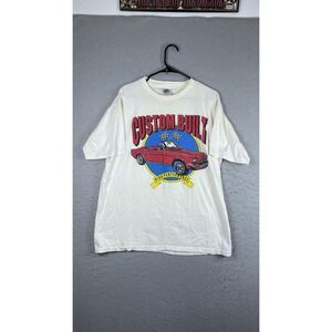 Silkworm Shirt Mens XL White Custom Built Car Graphic Tee T-Shirt Racing Top